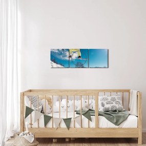 Obraz - Snowboardzista (z zegarem) (90x30 cm)