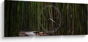 Obraz - Wśród bambusów (z zegarem) (90x30 cm)