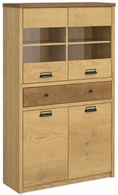 Niska witryna do salonu loft dąb cremona + dąb lefkas F2-S18