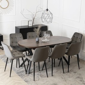 Stół Okrągły Rozkładany DORIAN 80-160 cm Orzech/Czarny Nowoczesny Loft