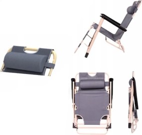 Leżak ogrodowy rozkładany Tossa DC01-GD-GR, poduszka szara, stelaż złoty