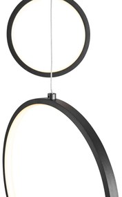 Designerska lampa wisząca czarna 9-punktowa z diodami LED z 3-stopniową regulacją ściemniania - Vide Anella Nowoczesny Oswietlenie wewnetrzne