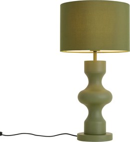 Retro Lampa Stołowa Zielona z Abażurem z Tkaniny - Captain