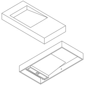 Umywalka ścienna PB2155 z odlewu mineralnegoBiały mat - z kanałem odpływowym - 100 x 50 x 12 cm