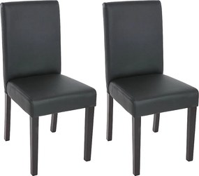 Zestaw 2 krzeseł do jadalni Littau ze sztucznej skóry,  imitacja skóry, czarny mat, ciemne nogi