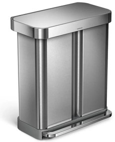 Simplehuman Kosz na śmieci z pedałem do segregacjiodpadów, 58 l, stal szczotkowana, FPP