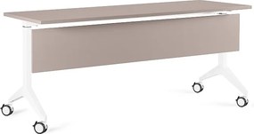 Biurko pracownicze z panelem maskującym Yumi S 180x70 cm beżowy/biały