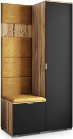 Masseno Garderoba LORI 95/181/51 cm Nowoczesna Szafa do Przedpokoju Dąb wotan, MONOLITH 48 (Żółty)
