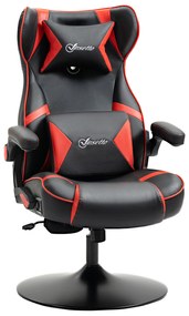 Fotel gamingowy Vinsetto, fotel gamingowy, zintegrowane głośniki, rozkładane oparcie, czarny+czerwony, 69 x 73 x 118cm