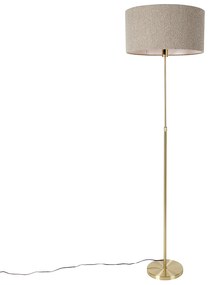Lampa podłogowa regulowana złota z abażurem boucle taupe 50 cm - ParteDesignerski Oswietlenie wewnetrzne