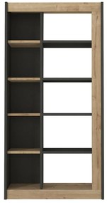 Biblioteczka z 10-półkami – Naturalny i antracytowy – SILOMAI