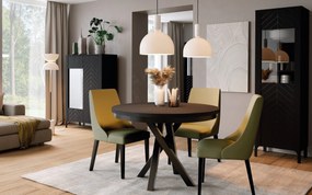 Stół rozkładany ALICANTE Czarny do Salonu Jadalni 100-140 x 100 x 75 cm, Okrągły