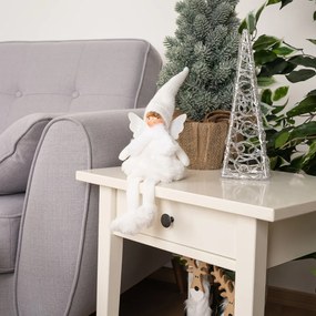 Ozdoba świąteczna Aniołek siedzący, 40 cm, biały