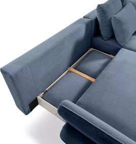 Narożnik MONTE Prawostronny z funkcją spania, pojemnikiem i poduszkami, Sorriso 07 Jasno niebieski WERSAL