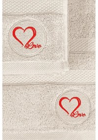 Beżowe bawełniane ręczniki zestaw 2 szt. frotte Love – Foutastic