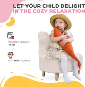 AIYAPLAY Fotel dziecięcy, pluszowy fotel z uszami misia, pokrycie z pluszu, piankowy, Beżowy