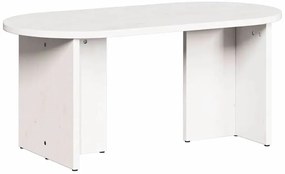 Biały sosnowy stolik kawowy owalny P8-G68