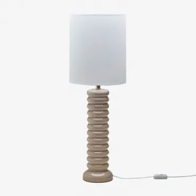 Lampa Stołowa Boreto 75 Cm Ceramiczno-lniana Kremowa Tapioca - Sklum