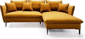 Masseno Narożnik SOLE z funkcją spania i pojemnikiem na pościel Narozniki L, Rozkładana sofa - Żółty, RIVIERA 41