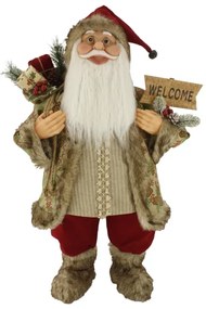 Figurka świąteczna Mikołaj Kremowo-bordowy 80cm