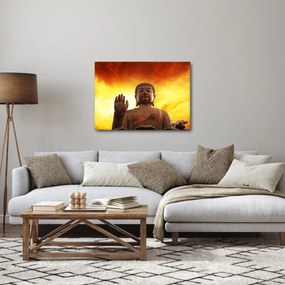 Obraz - Budda z czerwonym i żółtym tłem (70x50 cm)