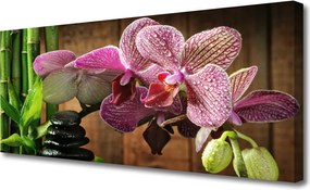 Obraz na płótnie Egzotyczny Duet: Kwiaty i Bambus