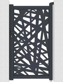 Furtka skrzydłowa z aluminium z motywem geometrycznym wyciętym laserowo – szer. 103 x wys. 181 cm – antracyt – NATAFO