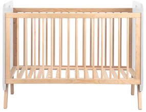 Biało-naturalne łóżeczko w dekorze sosny 60x120 cm Paris – Marckeric
