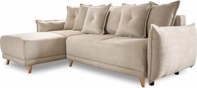 Beżowy sztruksowy rozkładany narożnik (strona zmienna) Lazy Lukka – Miuform