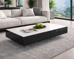 Niski stolik kawowy Pixel 90x60 cm, kolor biało-czarny połysk