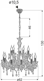 Złoty żyrandol świecznikowy - 5X Z007 N3-E38