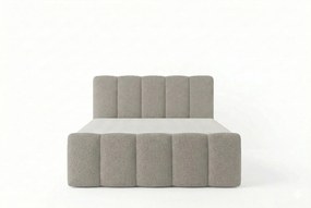 Stylowe łóżko tapicerowane KORA 200x200 cm w tkaninie CENTAUR 3 jasnoszarej