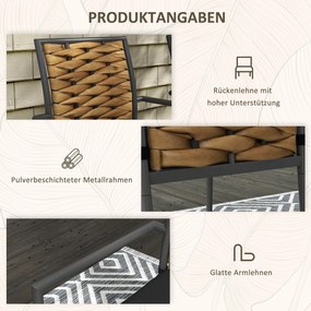 Outsunny Krzesła ogrodowe Krzesła na zewnątrz, Stylowe, mieszczące się w pogodzie, nowoczesne wzornictwo, 57 x 58 x 87cm, Czarny