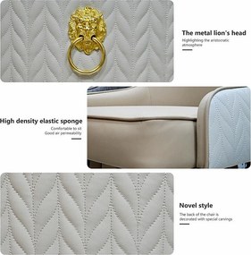 Zestaw 2 beżowych krzeseł do jadalni do kuchni ze skóry, udźwig 150 kg, 43.5x43.5x90cm