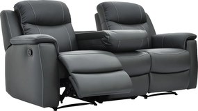 Kanapa skórzana 3-osobowa i 2 fotele EVASION z funkcją relax - Szary