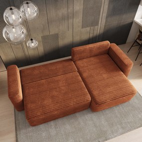 Masseno Narożnik TELIN z funkcją spania i pojemnikiem na pościel Narozniki L, Rozkładana sofa - Brązowy, TILIA 52