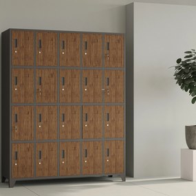 Szafa skrytkowa socjalna BHP antracytowa/ orzech: Eco Design ROBERT, 1360 x 1720 x 450 mm