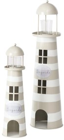 Zestaw metalowych dekoracji w kształcie latarni morskich SANDS, wys. 40-57 cm