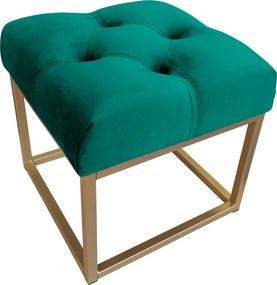 Pufa CHESTERFIELD tkanina Welur loft ławka podnóżek metal : Kolor Stelaża - Złoty, Kolor tkaniny - VELVET - MG20, Typ tkaniny - Velvet