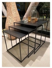 Czarne metalowe stoliki zestaw 3 szt. 50x50 cm Pebble – Unique Furniture