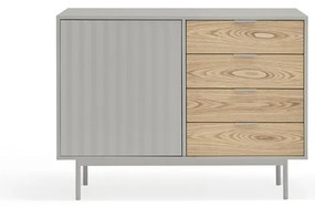 Szaro-naturalna niska komoda w dekorze dębu 108x80 cm Sierra – Teulat