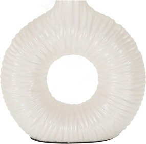 Biała lampa stołowa ceramiczna z tekstylnym kloszem (wysokość 43 cm) Seta – Mauro Ferretti