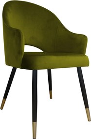 Krzesło Velvet tkanina Welur noga metalowa : Kolor nogi - Czano-złota stożek, Kolor tkaniny - VELVET - BL75, Typ siedziska - Siedzisko stałe