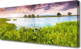 Duży obraz na płótnie Szuwary nad Cichym Jeziorem