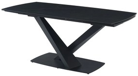 Stół do jadalni 6-10-osobowy rozkładany ze szkła hartowanego, ceramiki i metalu - Efekt czarnego marmuru - MALATA marki Pascal MORABITO