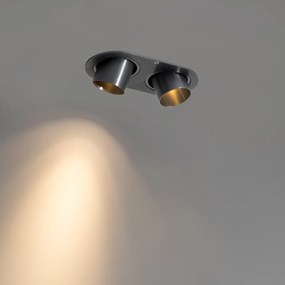 Okrągły podtynkowy reflektor GU10 35 mm, dwa źródła światła, kolor brązowo-szary, regulowany - Installa