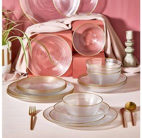 Zestaw obiadowy 24 szt. przezroczysty/złoty/szkło