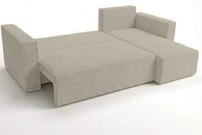 Rozkładana narożna sofa SMART BOUCLE 232x143 cm, szarobeżowa, uniwersalna