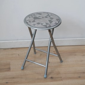 Stołek składany metalowy Flower Silver 30 cm PATIO