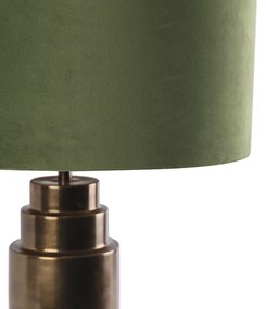 Lampa stołowa art deco brąz klosz welurowy zielony 50cm - Bruut ArtDeco Oswietlenie wewnetrzne